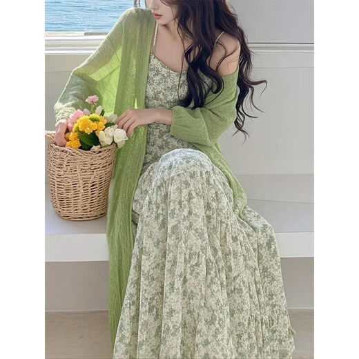 Après le lundi coréen 2025, le printemps tricot cardigan robe florale robe de mode de mode féminine 3882W # m [suggère 100jin [Jin est égal à 0,5 kg] ci-dessous]