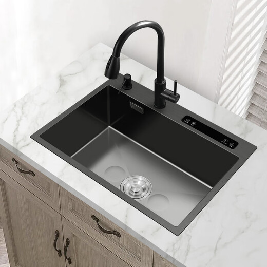 JPHZNB Ultrasonon Fregadero lavavajillas multifunción Máquina de limpieza inteligente Cocina Integrada 304 Piscina de vegetales de acero inoxidable Negro ultrasónico + purificación Doble canal 12048 Pantalla digital