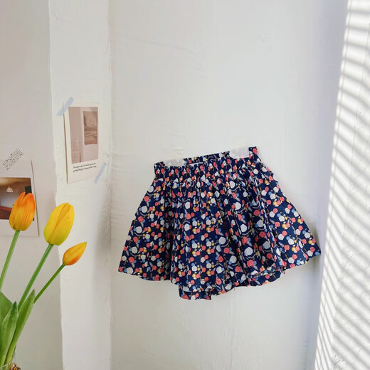 
Yuou 2025 summer new Korean children's floral shorts baby fashionable flower bud skirt and pants fashionable and versatile wide-leg women XHZ light purple floral 1105# 90 cm