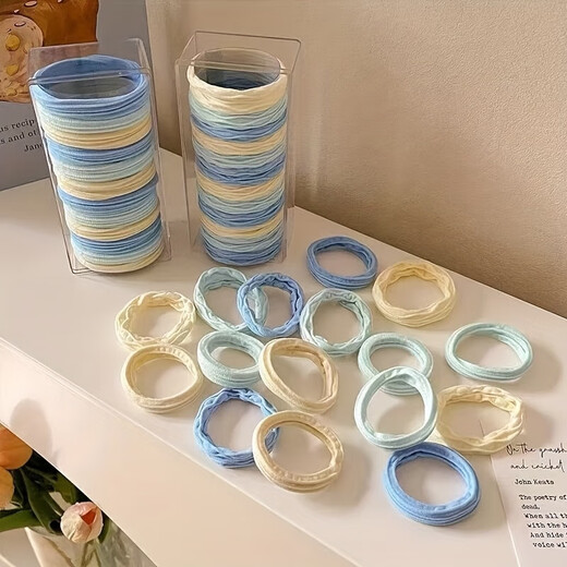 Dopamine Gradient Hair Tie High Elasticity Rubber Band Hair Ins Head Rope Ponytail Thick Hair Accessories Advanced Three-Color Stripes Mixed Pack - 30 pcs