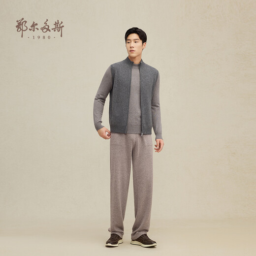 Ordos 1980 Men's Half Turtle Collar Cashmere Zipper Vest 25th Autumn and Winter New Thick Jacket Dark Gray L 175/96A