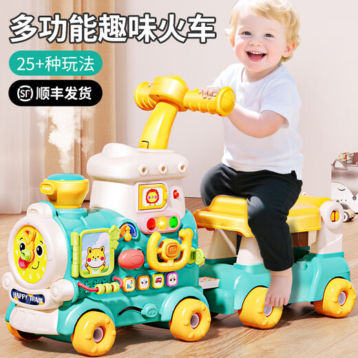 Parenting Baby Multifuncional Multifuncional Educación temprana Juguete Educational Push and Pull Train Baby Walker Niños de 1 a 3 años Boys and Girls Gift 5 en 1 Multifuncional Tren multifuncional