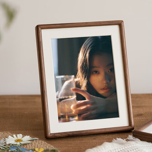 Uncle Lu 6-inch photo frame empty frame black walnut solid wood table high-end simple photo frame wooden picture frame framed self-installation