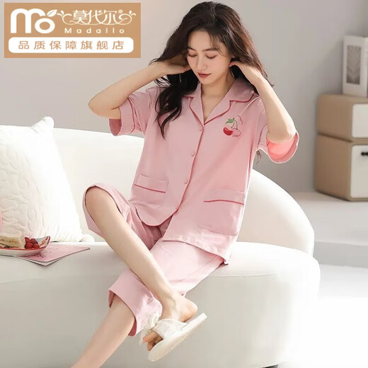 莫代尔棉质睡衣女夏季短袖七分裤两件套装宽松大码可外穿家居服 NXF9896 3XL 【建议160-180斤】