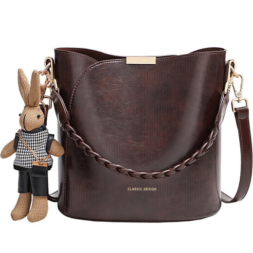 YUYULA cowhide bag women's bag crossbody bucket bag commuting light luxury shoulder bag birthday gift high-end for girlfriend and wife