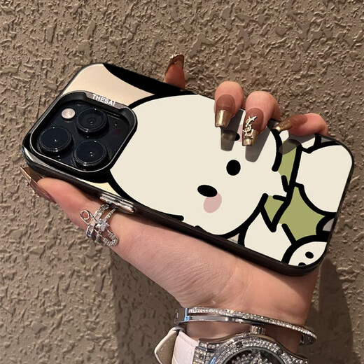 Povorm mignon Pacchard Dog adapté pour Apple 16Promax Mobile Phone Case Nouveau iPhone 14 Case de protection Apple 13 Couverture complète 12 Anti-Fall 11 Color Silver Soft Shell Men and Women Imd Color Silver-Black-Lu3899 Biye Pacchard Dog Iphone 13