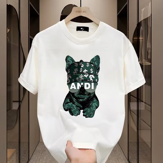 BPSO European und American Trendy Summer Pure Cotton Kurzärmer T-Shirt 2025 Neues T-Shirt Lose großes Paar Outfit Herren halbärmelig V691 Black S