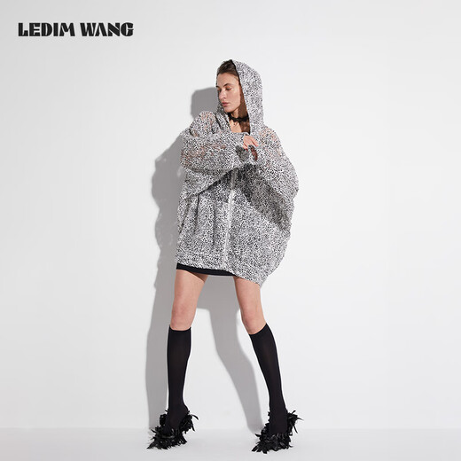 LEDIM WANG【红标系列】蕾丝印花连帽外套女夏2025新款宽松慵懒感 印花（预售） L 身高170-175，体重120-130斤