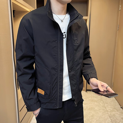 DVHNMK brand men's jacket men's spring and autumn new style business casual stand collar high-end jacket work jacket green-[spot quick delivery] regular M
