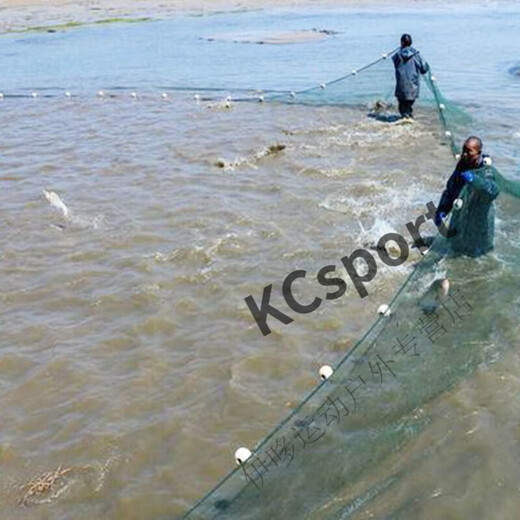 MIEHONE (MIEHONE) weighted and thickened fishing net, fishing net, custom-made pond clearing net, fish pond blocking net, and drag net, 9 strands of thick wire, 2 finger holes, 2 meters high and 10 meters long, with floats and weights installed.