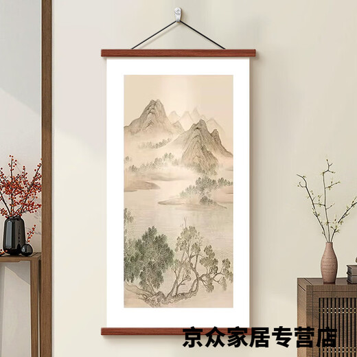 La nouvelle peinture décorative de style chinois de la lune - sous le porche peinture décorative de la chanson dynastie esthétique bambou peintures suspendues peintures de salle de thé de style médiéval