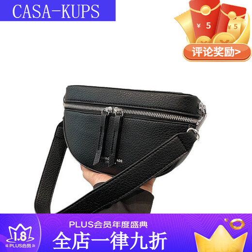 CASA-KUPS包包女款跨境半圆包欧美时尚马鞍包容量新月手工单肩包手拿包批 黑色