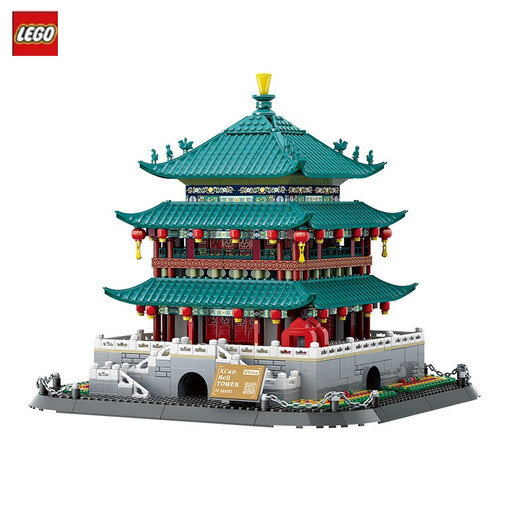 LEGO Building Blocks World Landmark Chinesische Stil Ancient Building Assembly Model große und schwierige Männer und Frauen 6227 Shaolin -Tempel + Licht 1526 Partikel