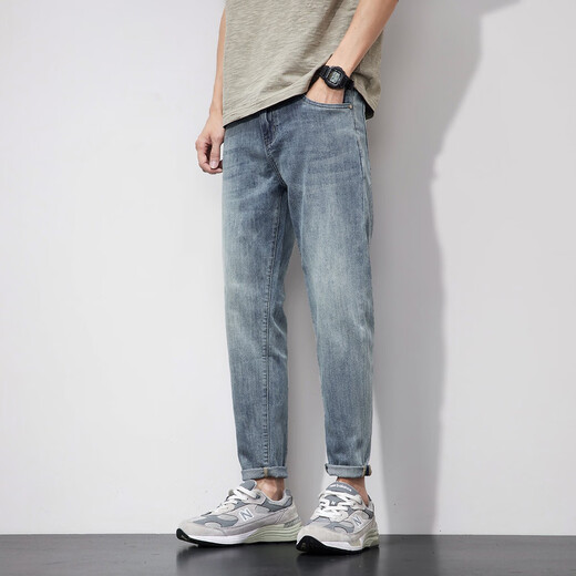 Danjun Summer Jeans delgados Pantalones recortados para hombres Color de alta gama Old Super Soft Cónico Harlan Pantalones pequeños 3291 29
