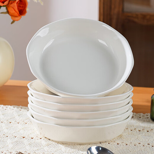 7-inch white diamond ceramic plate, home creative dish plate, high-looking cooking plate, simple and versatile round plate, 1 piece of 7-inch diamond plate, white