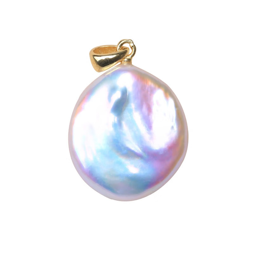 Nur doppelte Süßwasser-Barockspezialpearl-Knopf-Perle Aurora Weiß unregelmäßiger S925 Sterling Silber Pearl Anhänger PZP3887 16-17mm