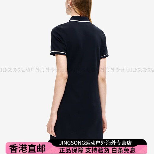 斐乐（FILA）纯色休闲运动Polo领短袖连衣裙女款正黑色时尚百搭舒适潮流 正黑色 XS