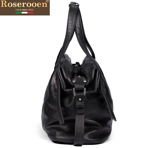 Roserooen Men's Handbag Vegetable Tanned First Layer Cowhide Shoulder Crossbody Bag Large Capacity Travel Bag Men's Luxury Men's Bag Black, Birthday Gift for Boyfriend or Husband 41*30*16CM