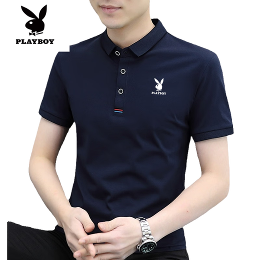 Playboy (Playboy) High-End-Männer mit kurzem Ärmeln T-Shirt 2025 NEUER NEUER halbärmelige T-Shirt Polo. Herren trendy koreanischer Stil Slim Fit 844 Black + 847 Black M Empfohlen 90-110Jin [Jin ist 0,5 kg]