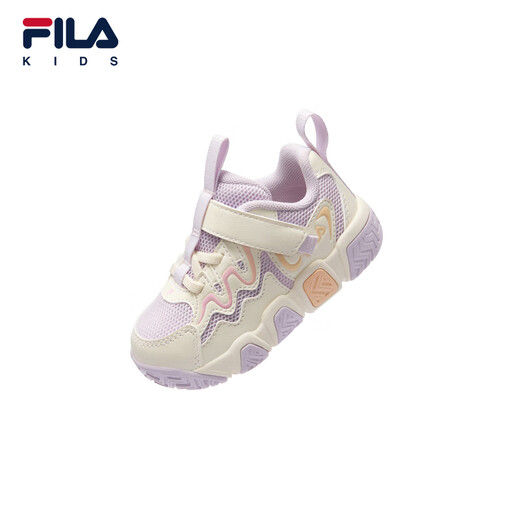 FILA children's sports shoes 2025 autumn new baby Velcro toddler shoes for boys and girls, light lavender purple/milk white-LG 26 inner length 16.0cm