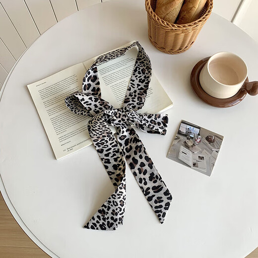 Bufanda de estampado de leopardo primavera y otoño nuevo cuello retro protección bufanda pequeña transmisión de muñeca de moda corbata corbata de la banda de la banda del cabello