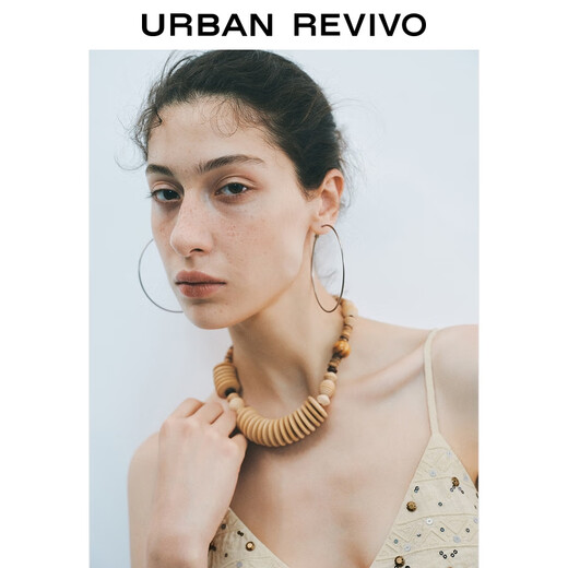 UR2025 Herbst neue Frauenkleidung Retro Wave Sporting Perlen Dekorative V-Ausschnitt-Haltshemd Uyl250087 Beige (vorderer Kragen ist niedrig) s