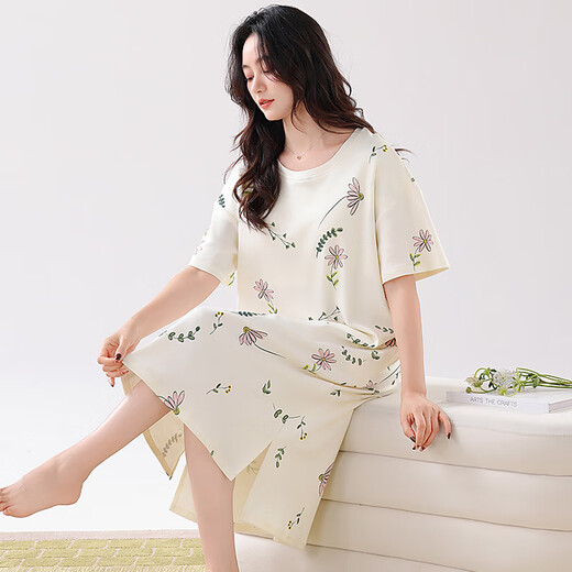 Modal Nightgown for Women's Summer Summer à manches courtes à manches courtes 2025 Nouvelle robe d'été pour femmes enceintes minces d'été ZH14110 L (165)