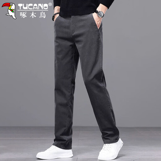 Woodpecker (TUCANO) Casual Pants Men's Pants Autumn and Winter Men's Loose Straight Business Trendy Versatile Suit Pants Men's Dark Gray 32