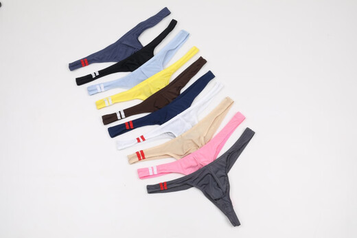 Gay ice silk thong transparent underwear men's low-waist sexy T-pants with convex slim breathable pants black M European size 2:1-2:4