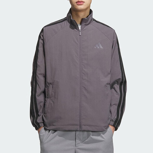 阿迪达斯 （adidas）外套男装2025夏季新款运动服梭织透气宽松舒适休闲立领夹克 KC3893深灰色 L