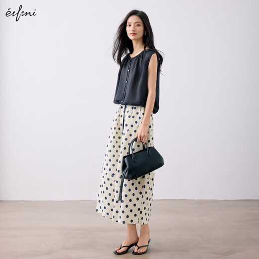 Eifli (Eifini) Eifli Polka Dot-Rock für Frauen Sommerfarbe Taille A-Line