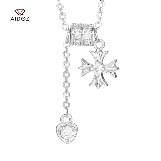 Aido diamond pt950 platinum small waist moissanite necklace for women platinum tassel love set chain cross pendant platinum small waist moissanite diamond necklace