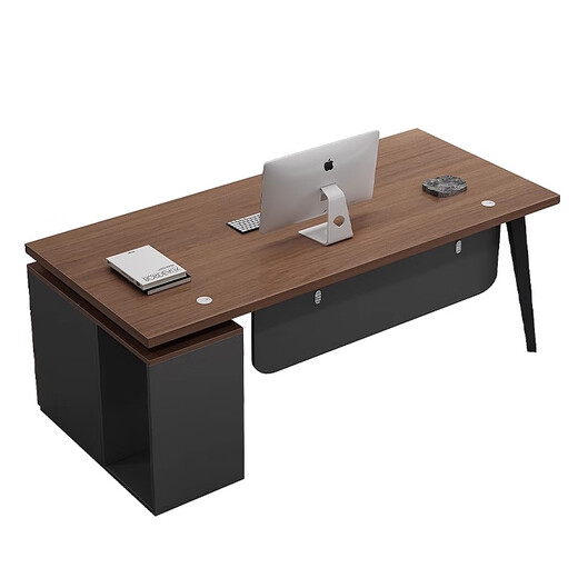 Mengxidi desk simple modern president desk manager supervisor desk executive desk office computer desk and chair combination boss desk dark walnut color boss desk + side cabinet 160*80*75 thickened desktop