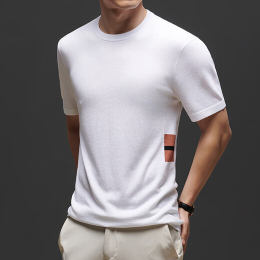 NEWMder Kurzärärmelte T-Shirt Herren 2025 Sommer neu gestrickter Sweater Casual Fashion Rund Hals Vielseitiger, bequemer atmungsaktives, atmungsaktives Top-Kleidung High-End-Dunkelgrau-Orchidee (Spotgeschwindigkeit) m [100-125jin [Jin gleich 0,5 kg]]]