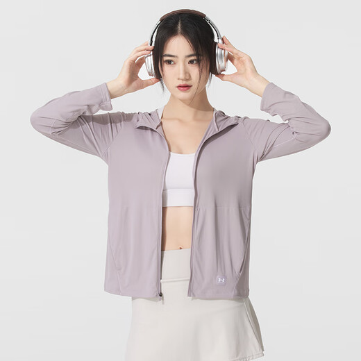 安德玛（Under Armour）女装 2025夏季新款运动服休闲舒适潮流时尚户外连帽外套 1390060-009 S