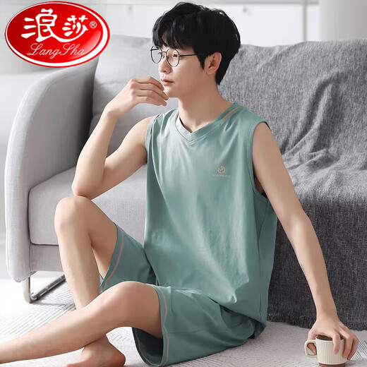 Langsha 2025 Pyjamas Herren Sommerdünnmodell Modal Weste ärmellose Shorts Eis Seide Kühle Feel