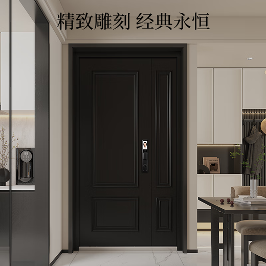 
OUDILE high-end French medieval style level 4 security door entrance door black jade black + household safety door entrance door main door mother door + smart lock mechanical lock 2150*1050/2250*960