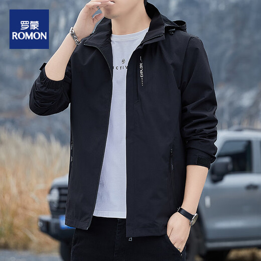 
ROMON Jacket Men's Jacket 2025 New Windproof Shock Clothes Removable Hood Wind Coat Outdoor Leisure Sports Jacket 6628[Blue] M [Press 95-110Jin[Jin equals 0.5 kg]]