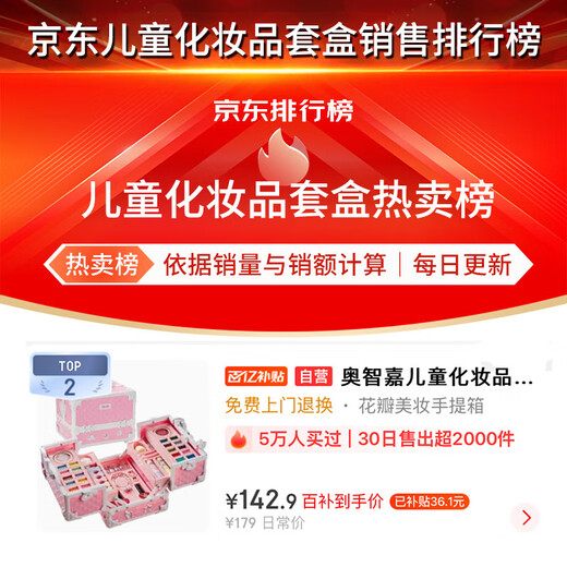 Aozhijia (Aozhijia) Kinderkosmetikspielzeug Girls Girls's Day Geschenk Make -up Make -up Box Lippenstift Nagellack Prinzessin Set [Porträtbox] Luxus und exquisite Schönheitsbox Blau