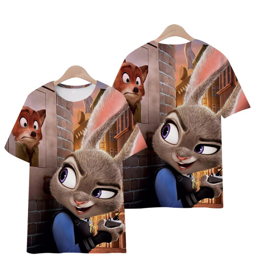 
Giselun Crazy Zootopia T-shirt Foxnik Funny 3D Pattern Top Short Sleeve Fashionable and Ever-Match Print T-shirt T1480 M Children's Clothing Height 110c 25-35Jin [Jin equals 0.5 kg]