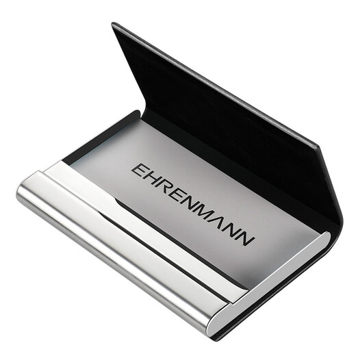 Ehrenmann Business Cowide Visitenkartenclip Männer Frauen große Kapazitätsrückgang Case Cart Card Card Hülle True Leather Kartuelle Customized Gift Schwarz