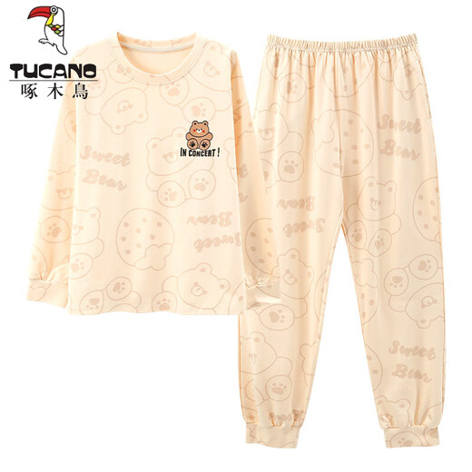 
TUCANO; Woodpecker pajamas for women in spring and autumn pure cotton cute Korean long-sleeved student suits can be worn on the outside, summer, autumn and winter large-size home clothes GXT9923 XL (recommended 115-130Jin [Jin equals 0.5 kg])