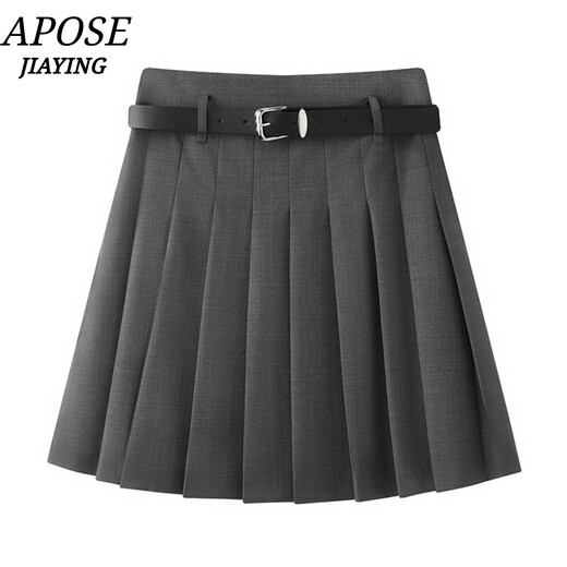 UHFR ENOS JIAYing Store officiel 2025 Summer Summer New Hippack Small A-Line Pleeded Jirt Fomen 3524 Feather Grey 3524 S