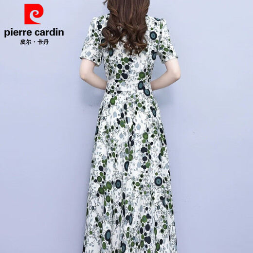 Pier Cardin Madre de mediana edad M Mother Summer Temperament Vestido de gasa 2025 NUEVA FURAN FURMA FALDITA LUXURY LUXURY FALDE 9738 FLEAR VERDE L (96-106JIN [Jin equivale a 0.5 kg])