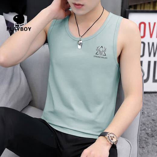 Playboy (PLAYBOY) high-end cotton vest men's trendy brand summer outfit sports hull vest thin ins vest casual sleeveless 11 sets - M9224 black + M9793 light blue M [Suggestion: 85 Jin [Jin equals 0.5 kg] to 100 Jin [Jin equals 0.5 kg]]