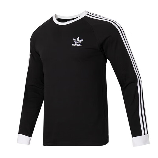 Adidas Clover Men's Top 2025 Spring Nouvelle mode T-shirt à manches longues décontractées en noir et blanc