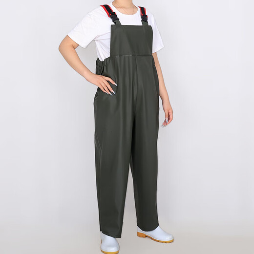 Xiongxuemei thickened breeding pants without boot straps waders one-piece rain pants army green one size fits all bootsless waders one size