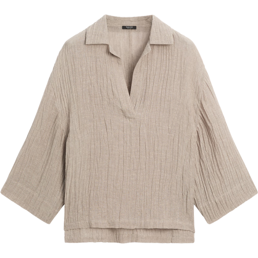 Massimo Dutti discount upgrade 2026 women's elegant and versatile drapey loose and light linen shirt 05114715 light brown XS (165/84A) size is too large