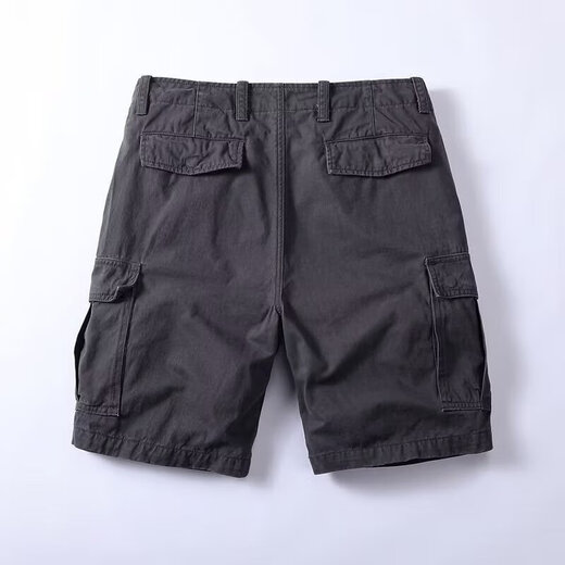 Men's Summer Thin Textured Shorts Men's Casual Shorts Straight Large Size Multi-Pocket Workwear Quarter Pants Medium Pants Dark Gray 2XL