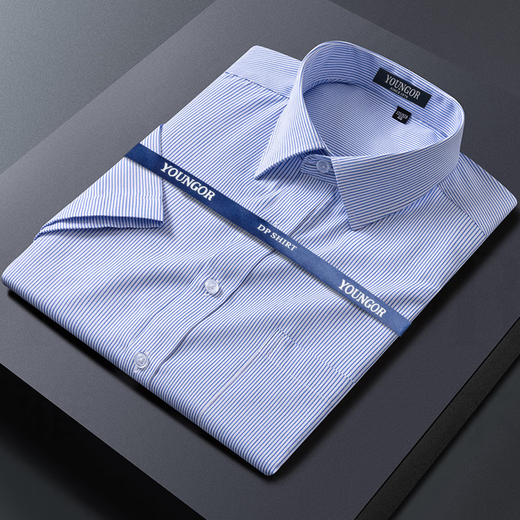 
Yager pure cotton short-sleeved shirt for men without ironing business casual loose fashion versatile professional formal wear striped white shirt DX6629 plaid 41